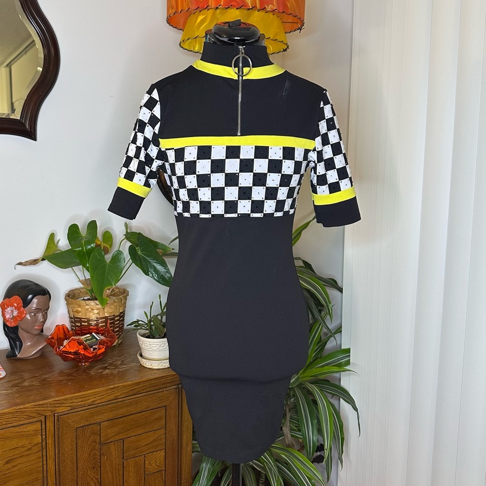 Forerver 21 Race Flag Inspired Dress, STONED, Size Small